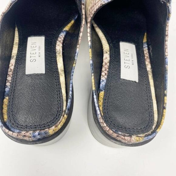 Steven New York Mules Womens 7 Leather Snakeskin Deandra‎ Slip On Bright New - Picture 5 of 9